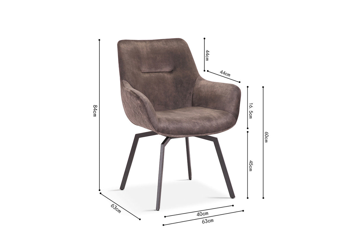 Chaise Modest Pivotant Velours Taupe
