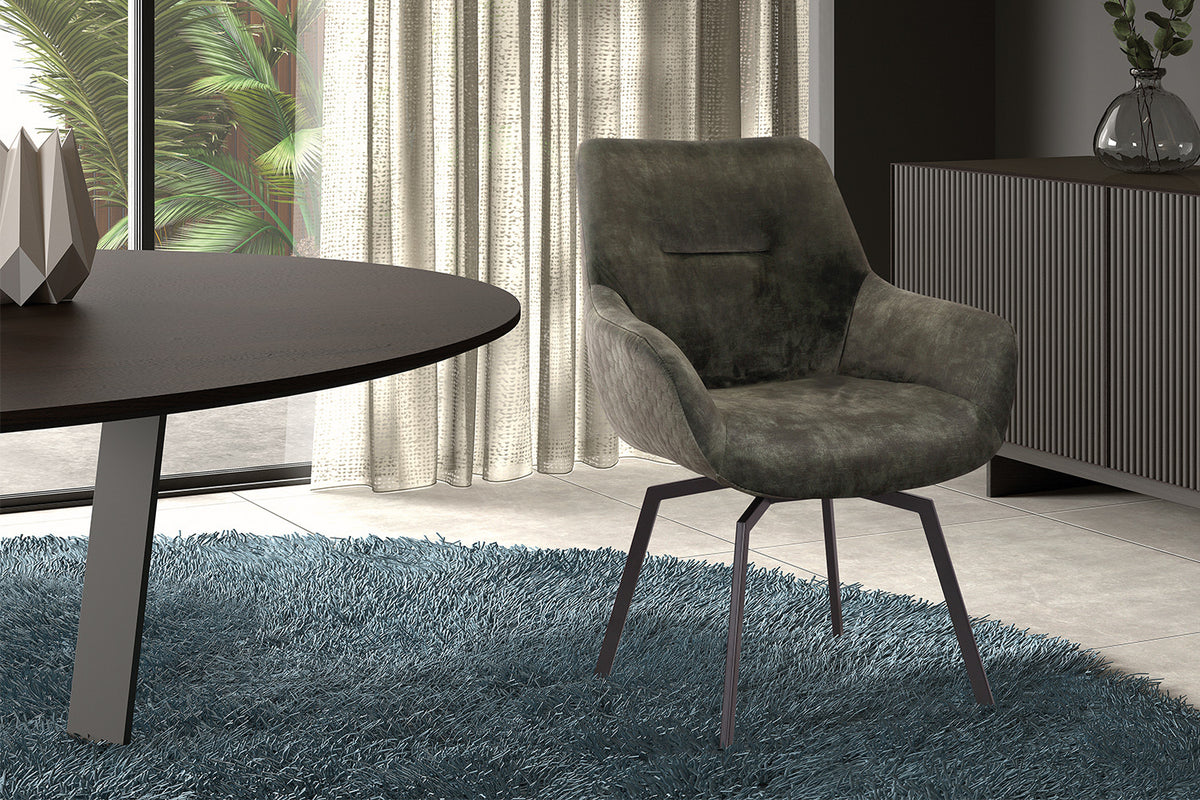 Chaise Modest Pivotant Velours Vert