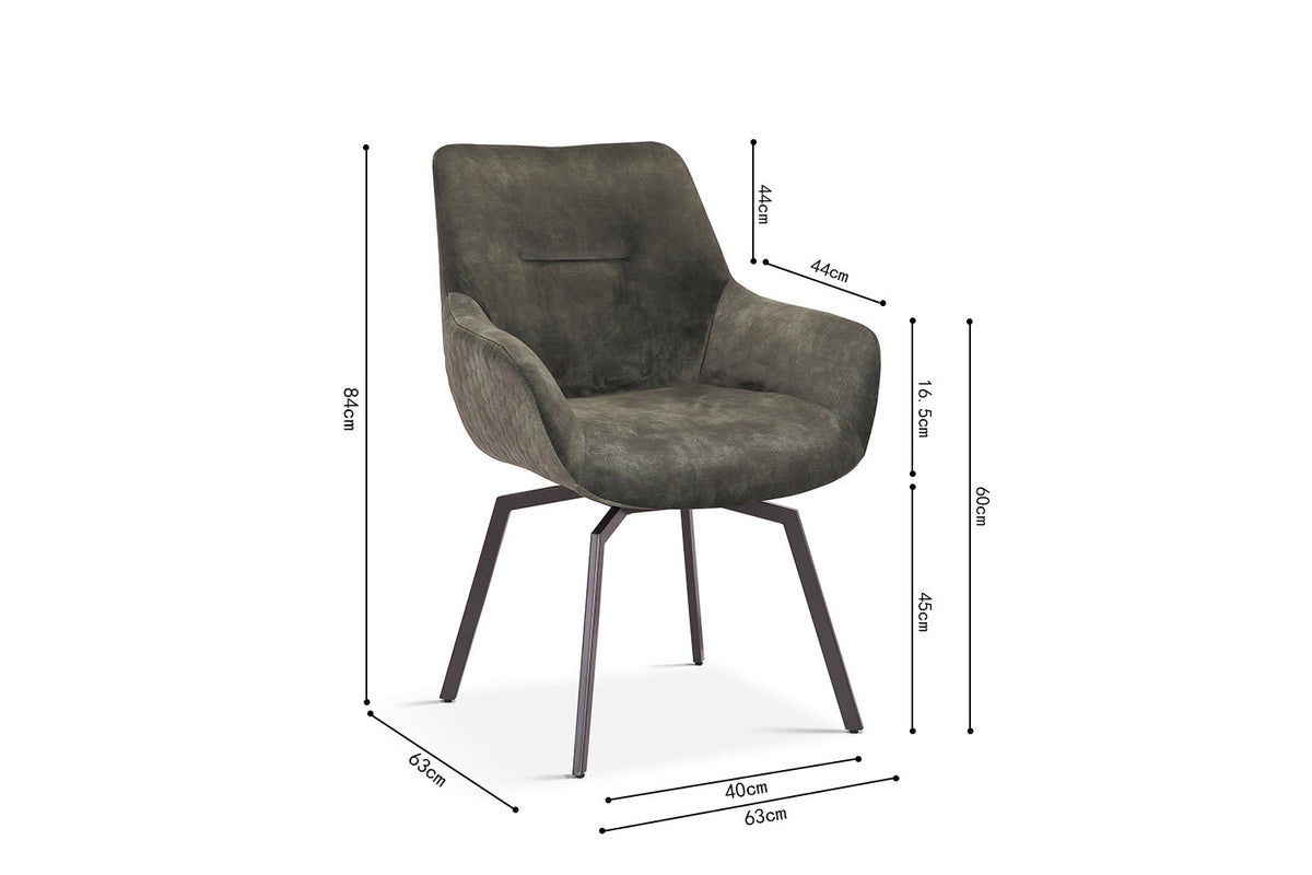 Chaise Modest Pivotant Velours Vert