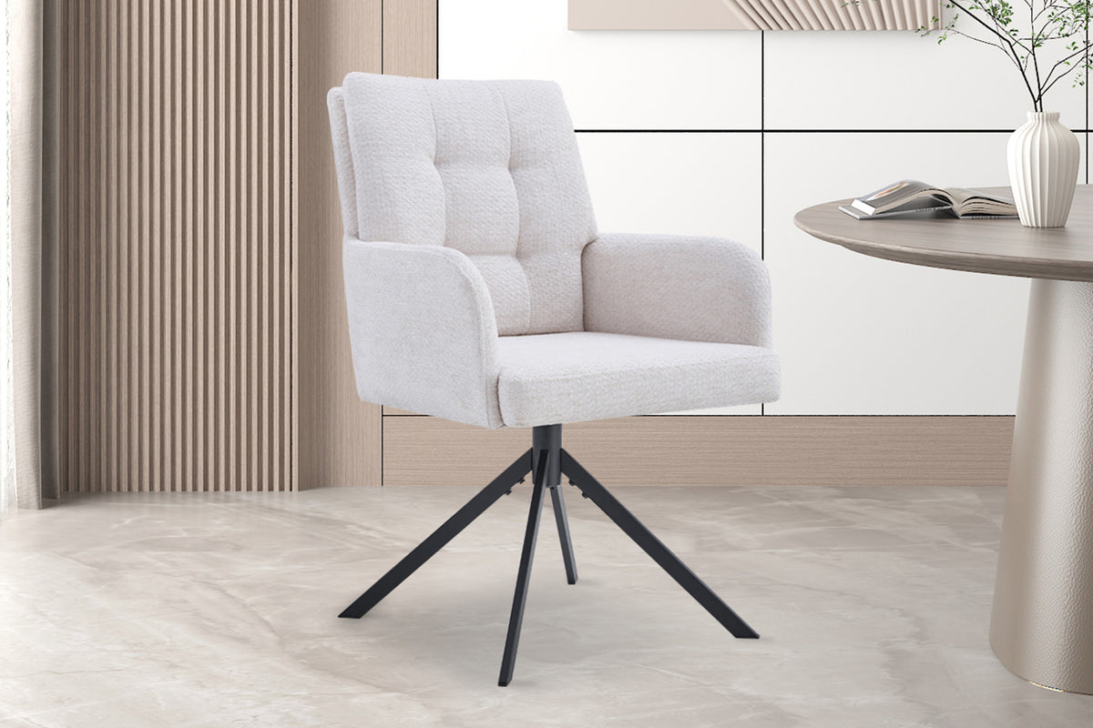 Chaise Granada Pivotant Tissu Ecru