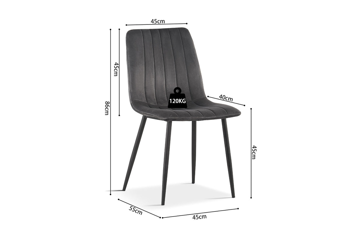 Chaise Willis Velours Gris