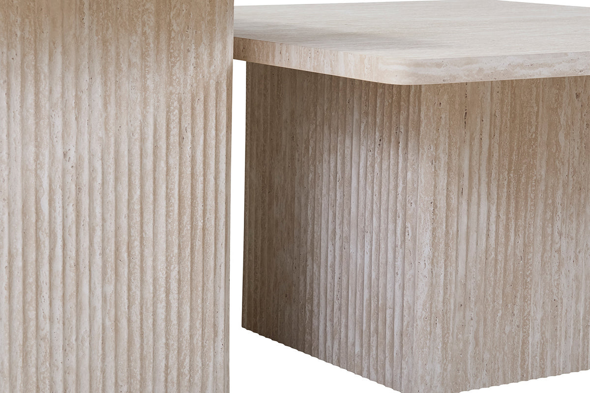 Set de 2 tables basses Bobby décor travertin