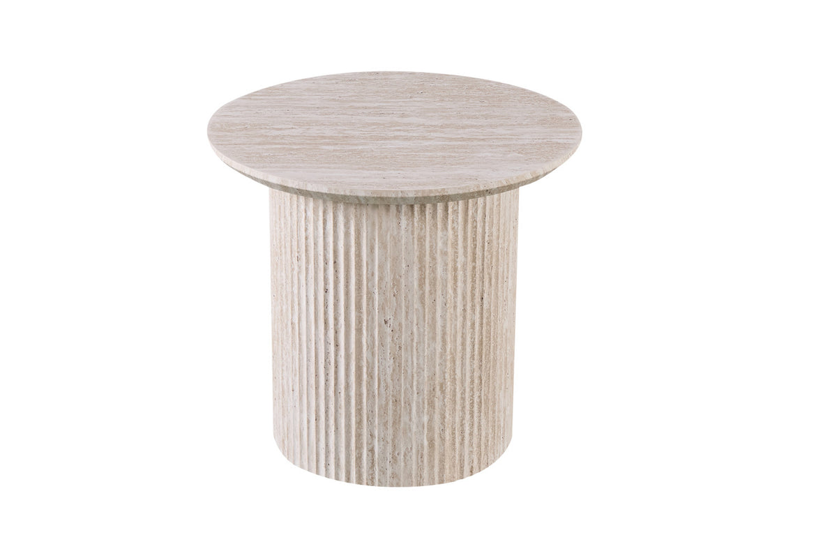 Table basse Lagos Ronde Décor Travertin Beige