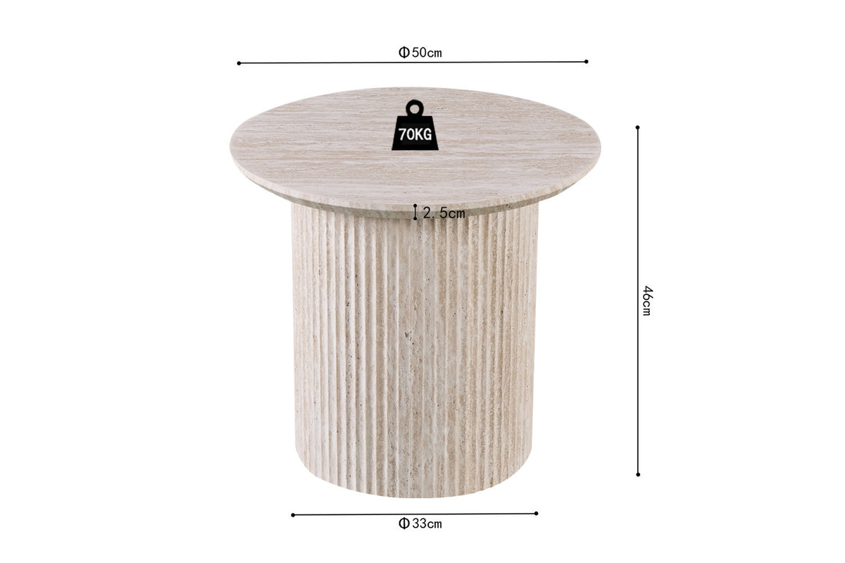 Table basse Lagos Ronde Décor Travertin Beige