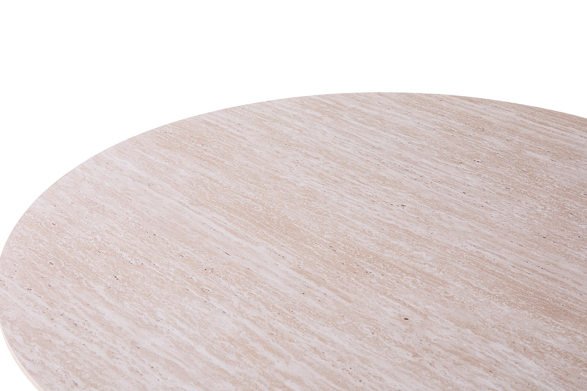Table basse Lagos Ronde Décor Travertin Beige
