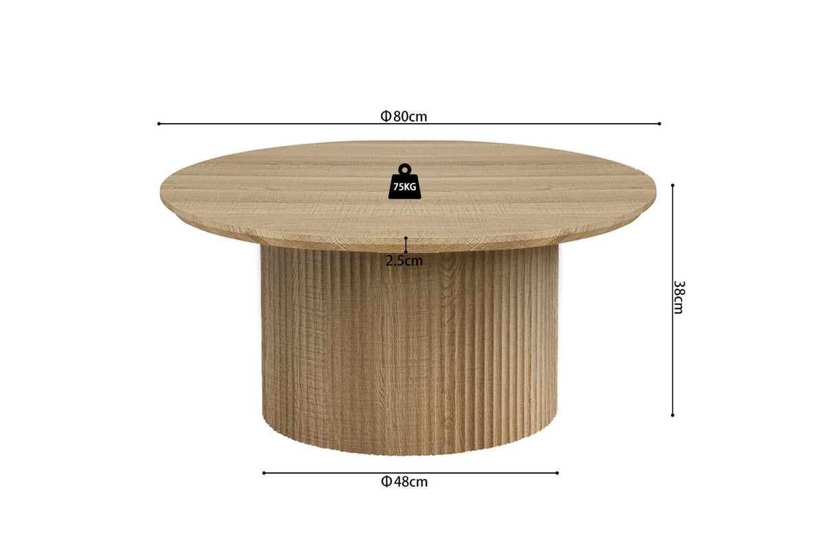 Table basse Lagos Ronde Décor Chêne Naturel
