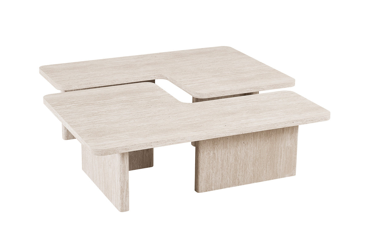 Table basse Arallo effet travertin