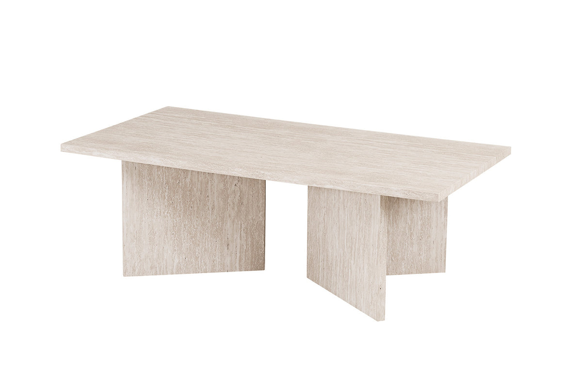 Table basse Litar effet travertin beige