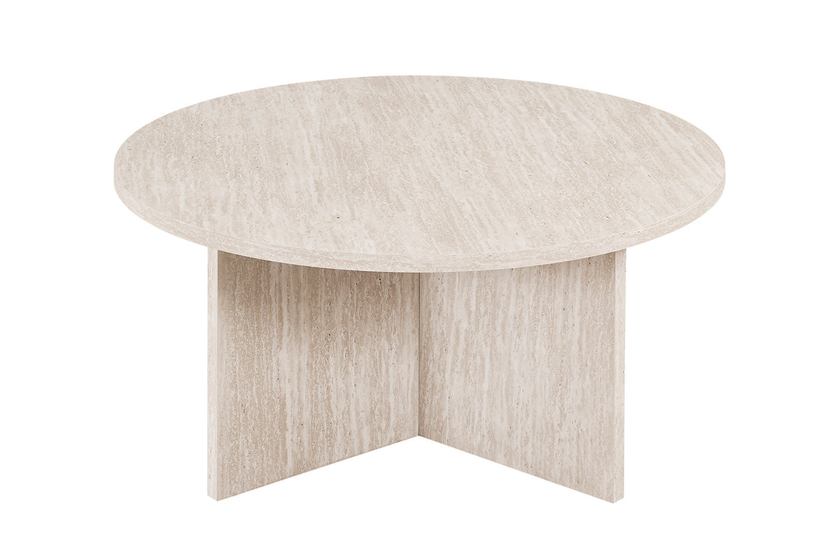 Table basse Drasir Ronde effet Travertin Beige