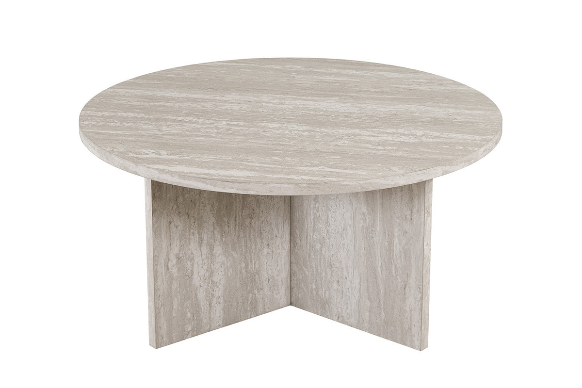 Table basse Drasir Ronde effet Travertin Gris