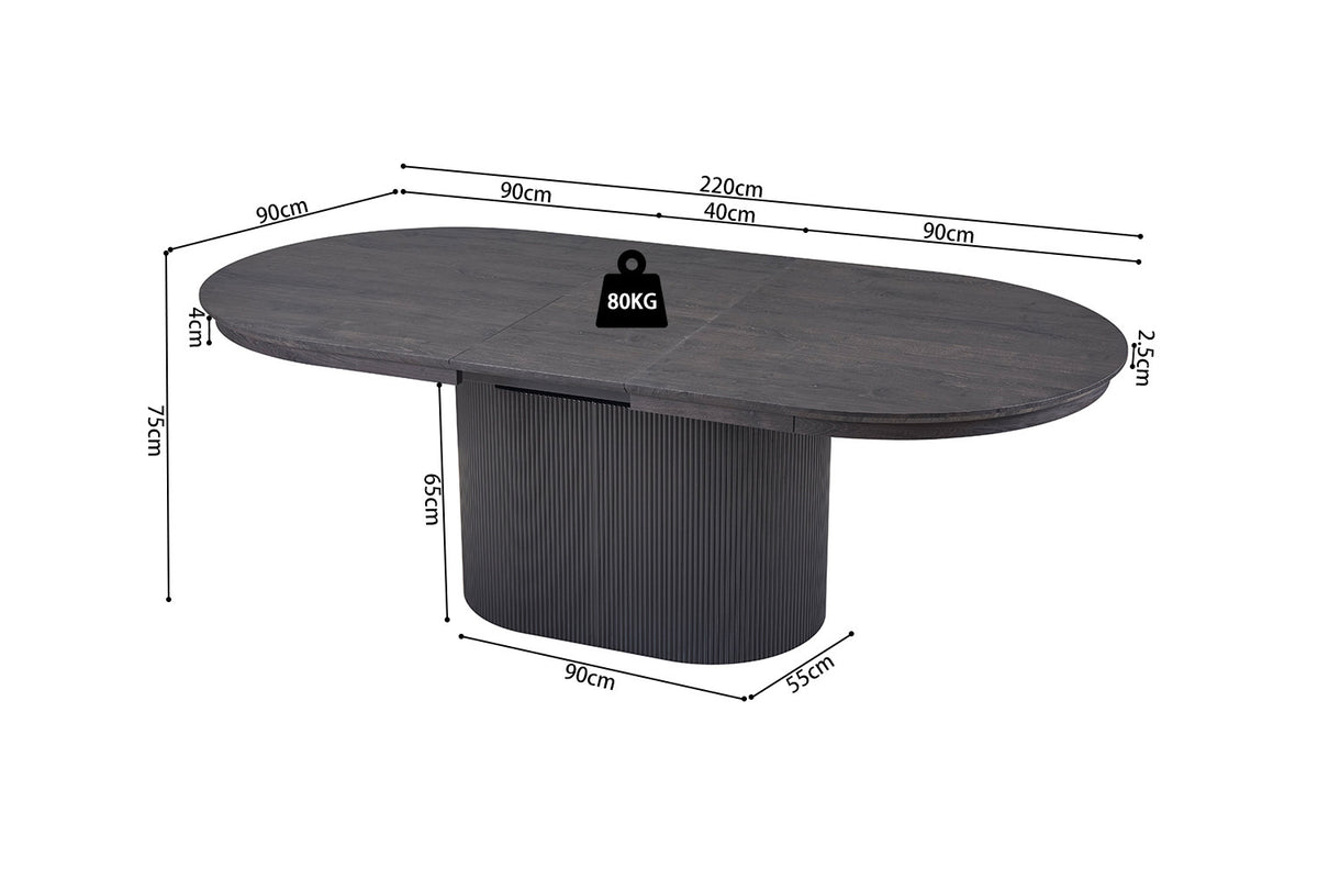 Table extensible Lagos Noir