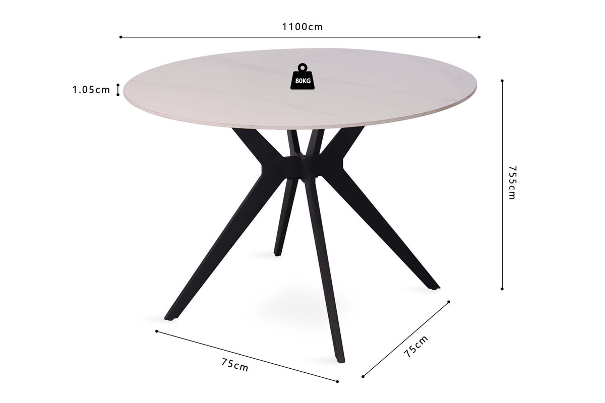 Table à manger ronde Apollo Revetement en Pierre 110 cm