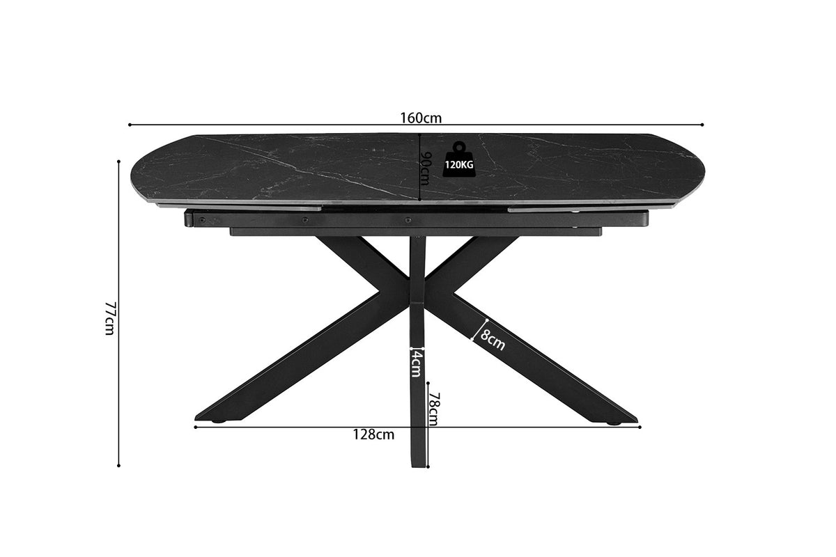 Table à manger extensible Ares Noir