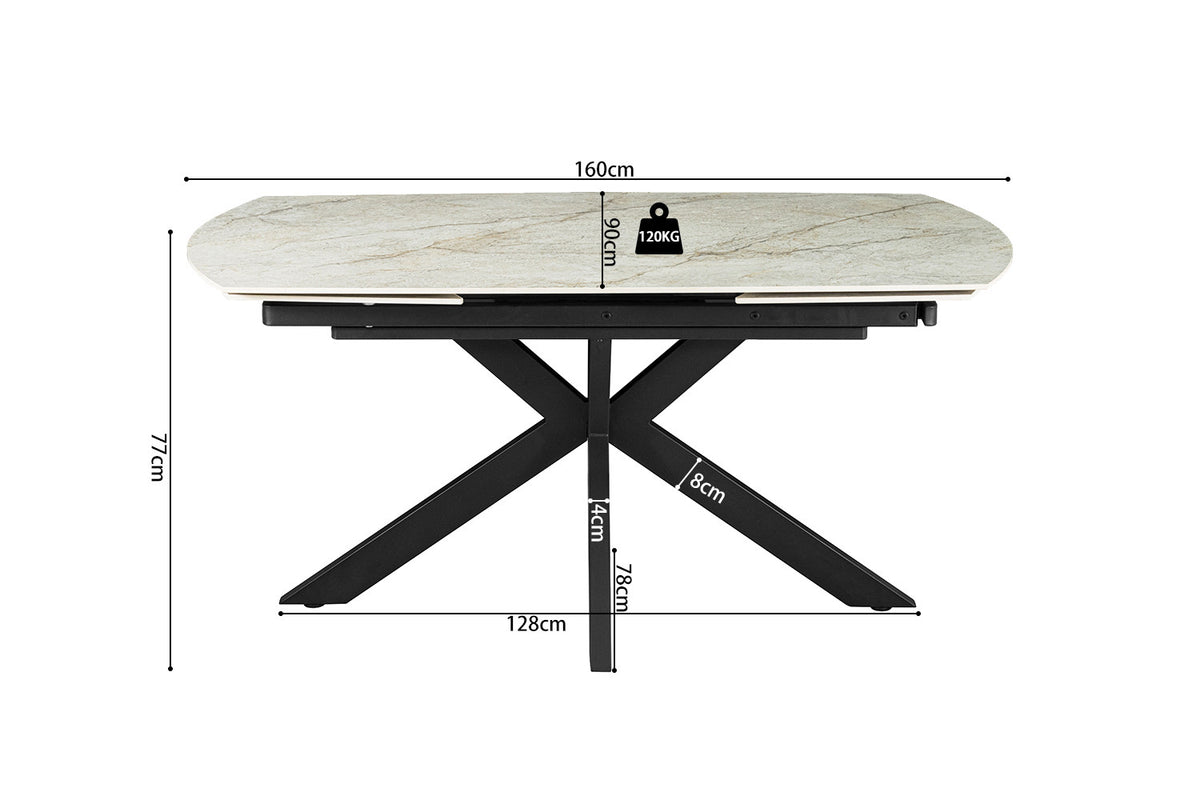Table à manger extensible Ares marbre beige