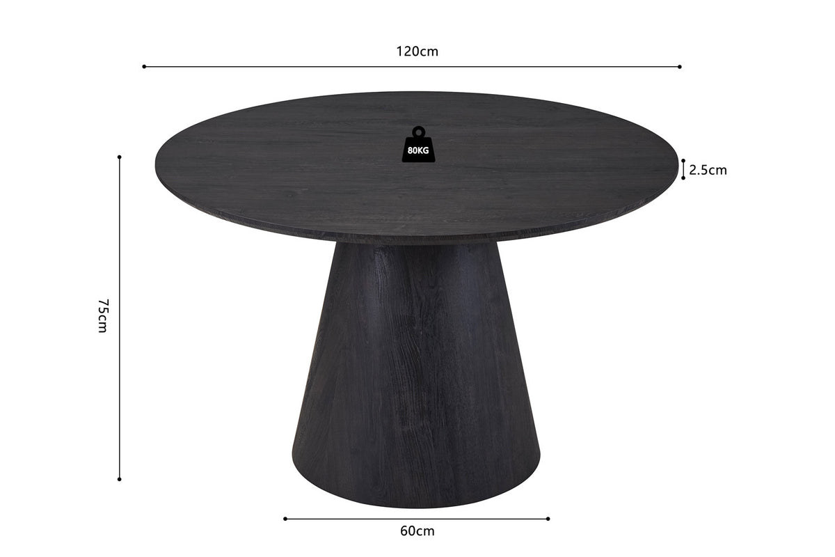 Table à manger Miklos ronde 120cm décor Brun foncé
