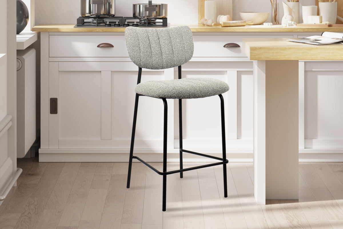 Chaise de comptoir Antura Tissu Gris clair