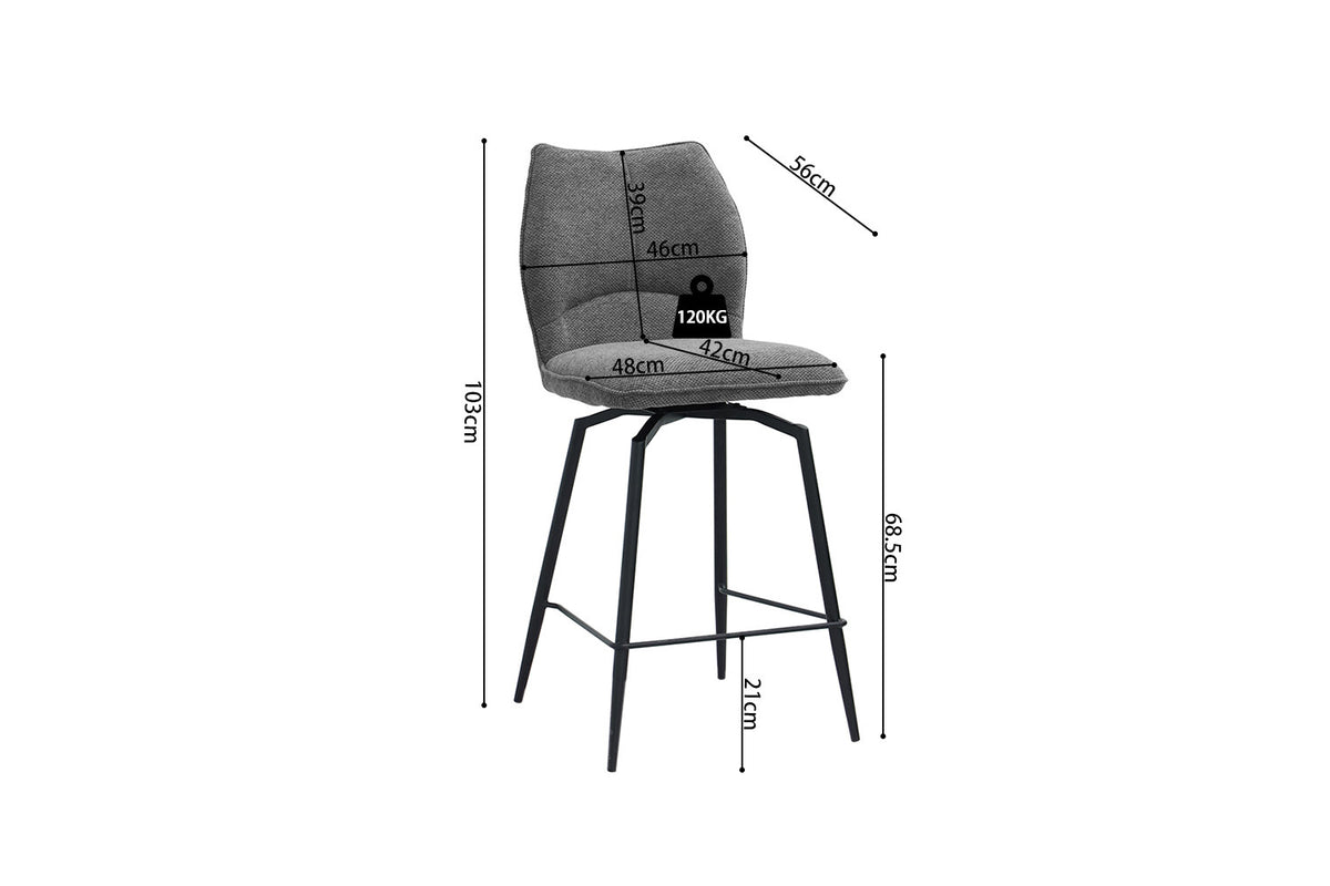 Chaise de comptoir Lara Pivotant Gris