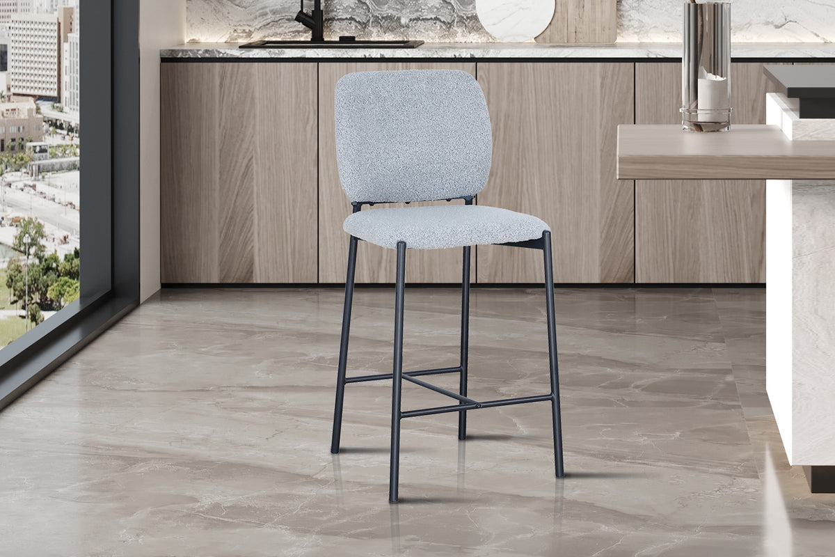 Chaise de comptoir Sophia Tissu Gris clair
