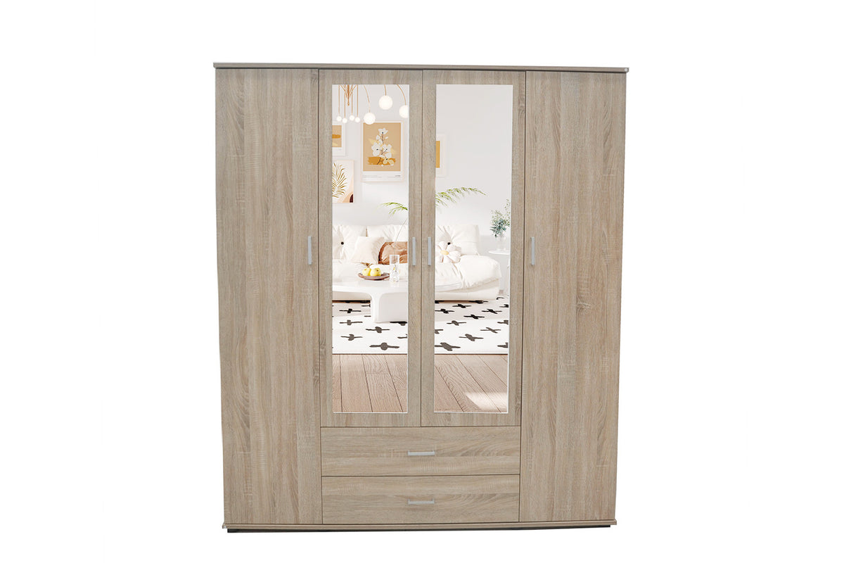 Armoire Marc 4 portes avec 2 miroirs Sonoma