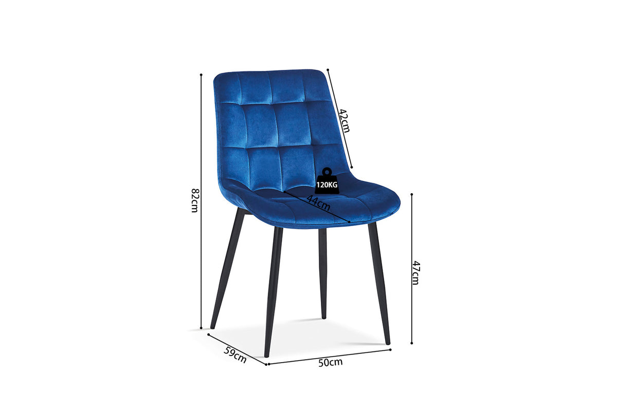 Chaise Juta Velours Bleu