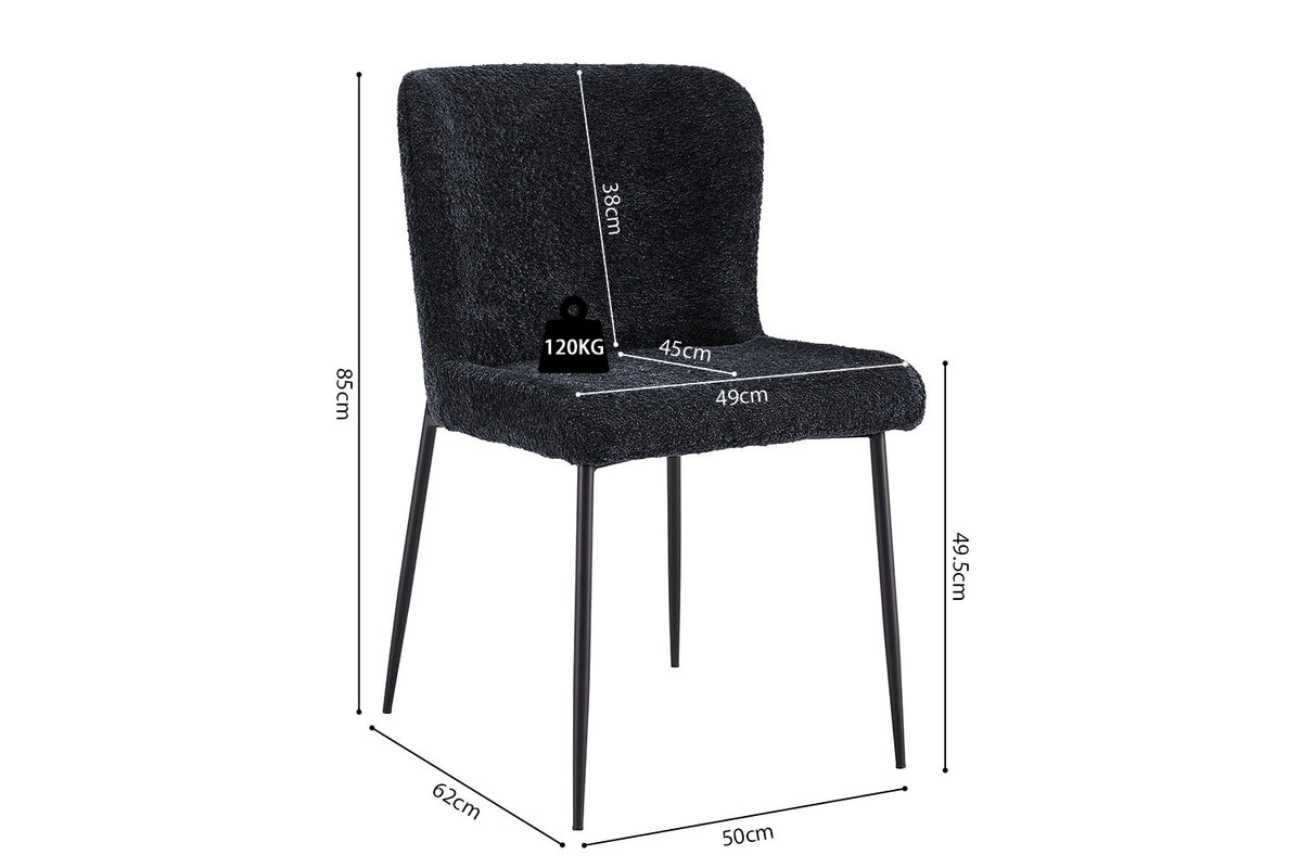 Lot de Chaises Lisa Bouclé Noir Gris