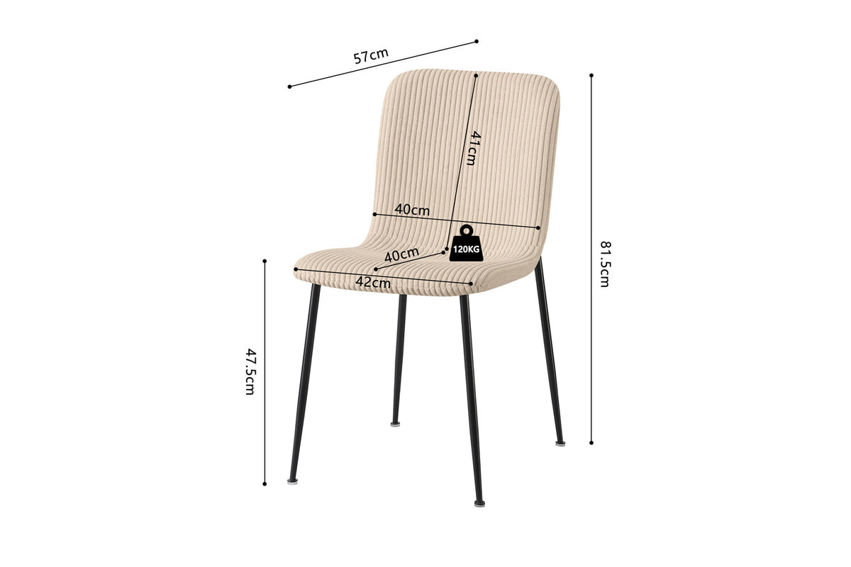 Lot de Chaises Alice velours côtelé beige