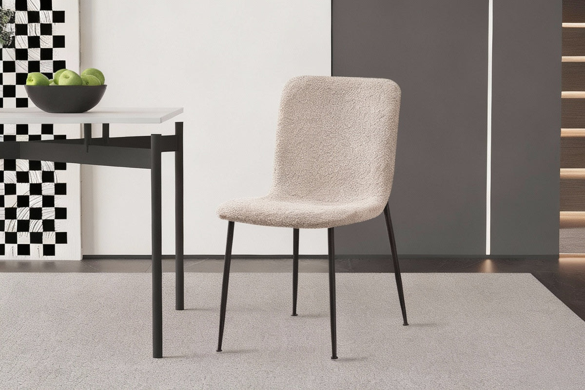 Lot de Chaises Alice laine bouclé beige