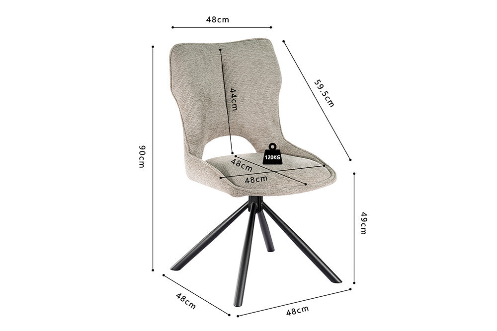 Chaise Mori Pivotant Tissu Ote Gris clair