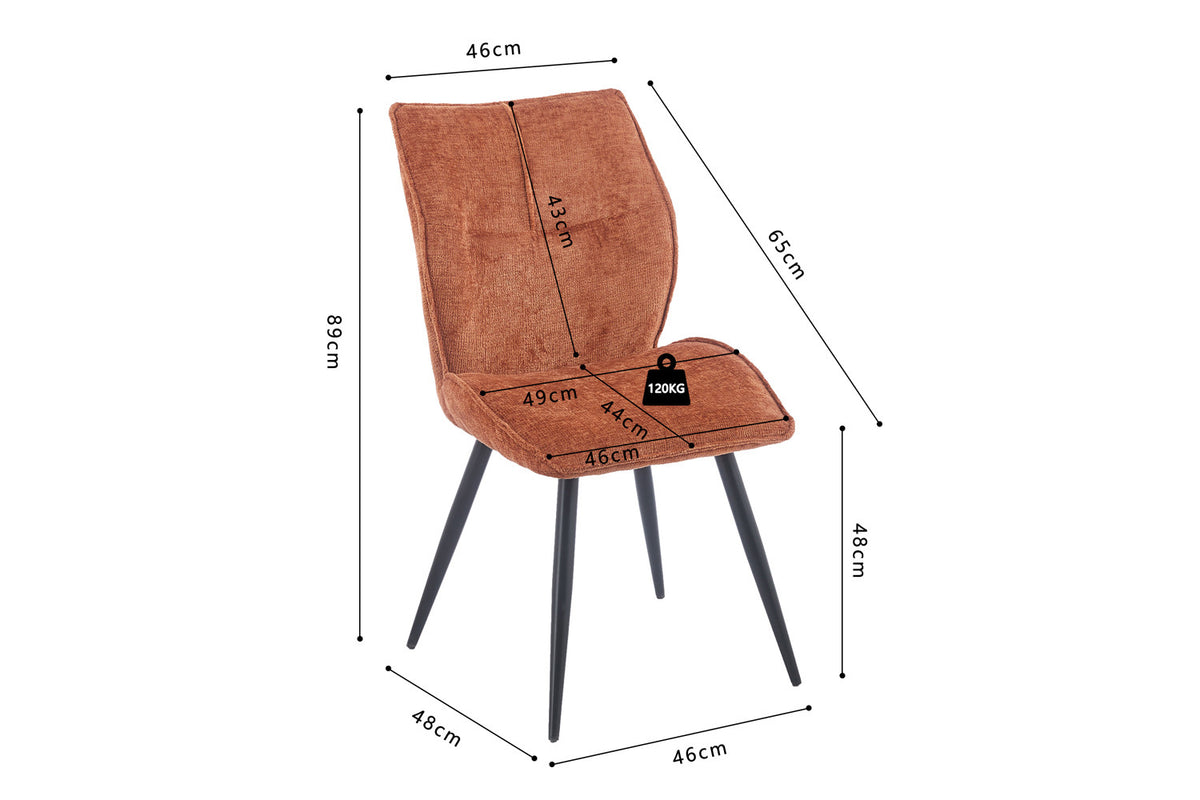 Chaise Faye Tissu Marbella  2 coloris : Terracotta Tangerine