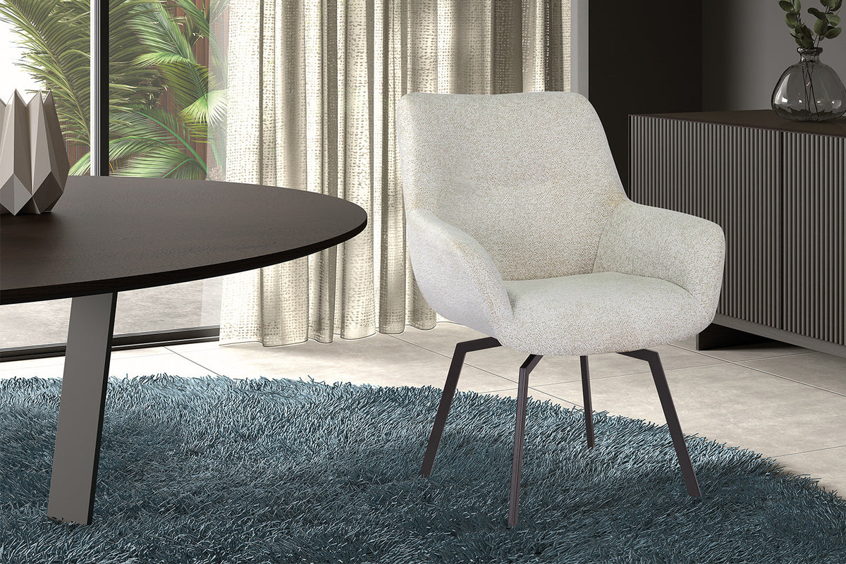Chaise Modest Pivotant Tissu chenille Ecru