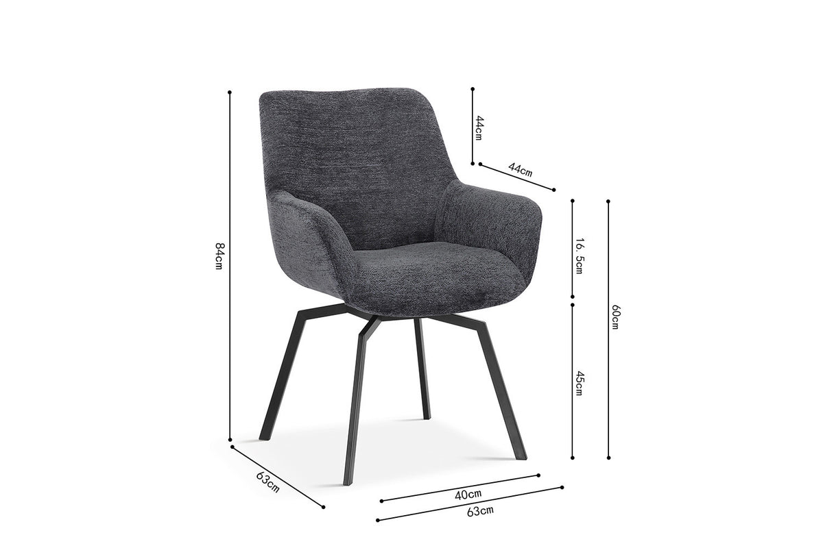 Chaise Modest Pivotant Tissu chenille Gris foncé