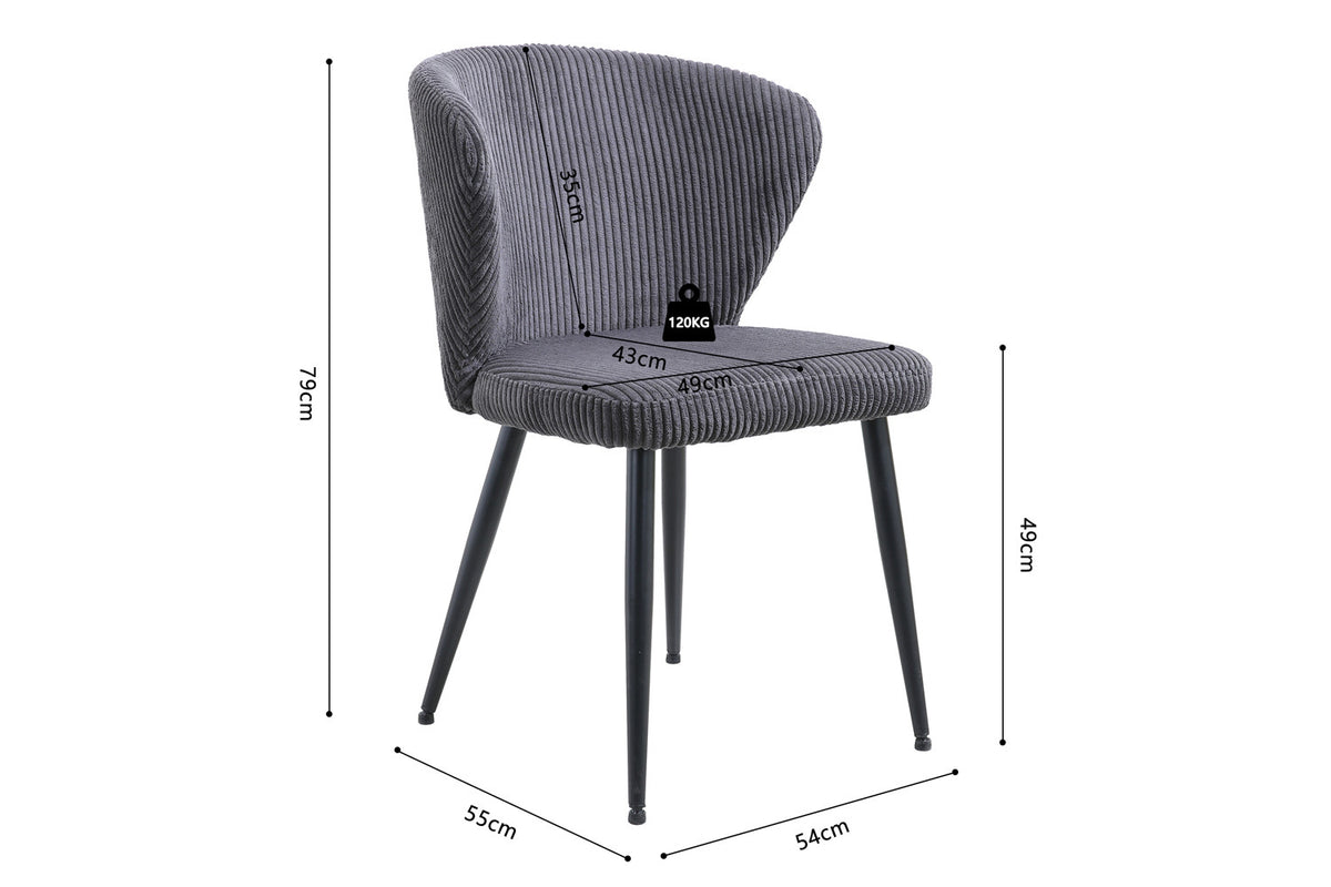 Chaise Tornado côtelé Gris