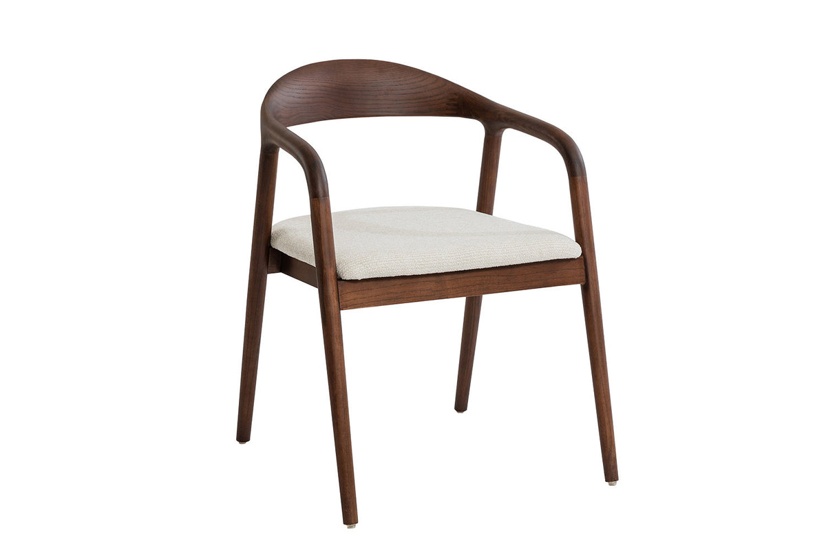 Chaise Claire bois Frêne Noyer Tissu chenille Beige