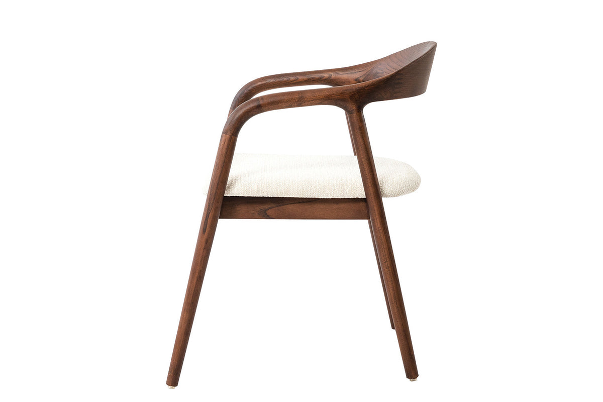 Chaise Claire bois Frêne Noyer Tissu chenille Beige