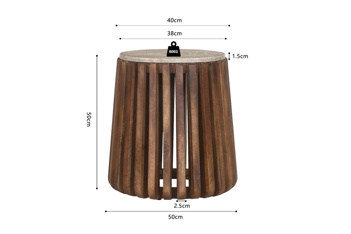Table basse Luc travertin bois de manguier