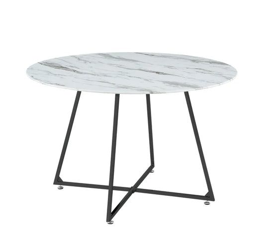 Table à manger Héloïse Noir Marbre Blanc