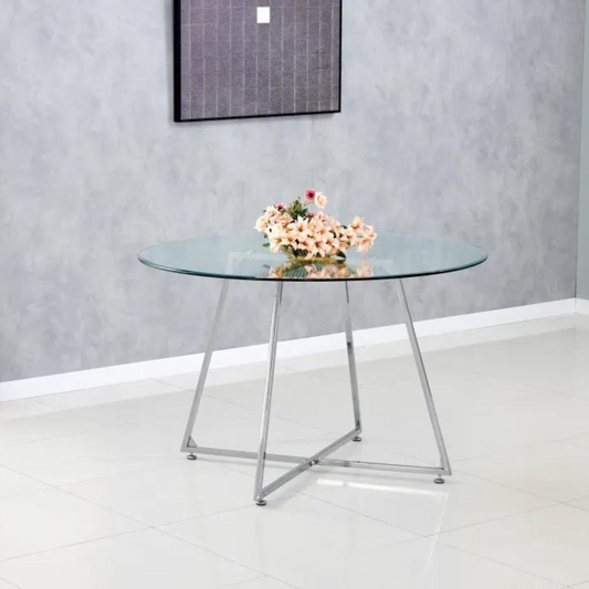 Table à manger Héloïse Argent Verre Transparent