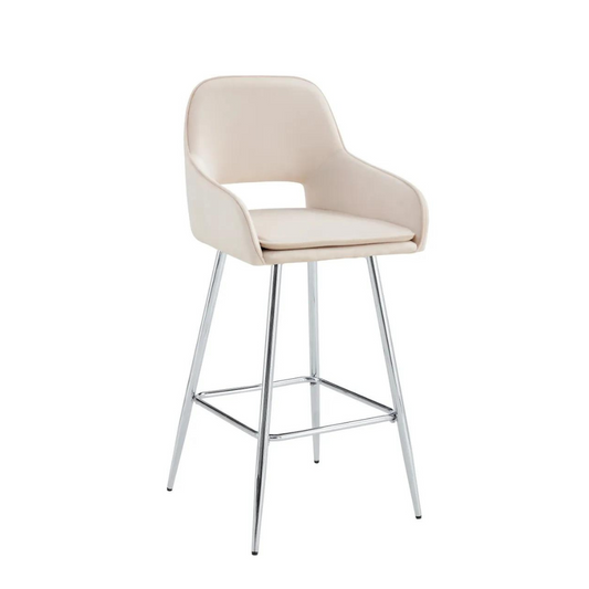 Tabouret Athéna Argent Velours Beige