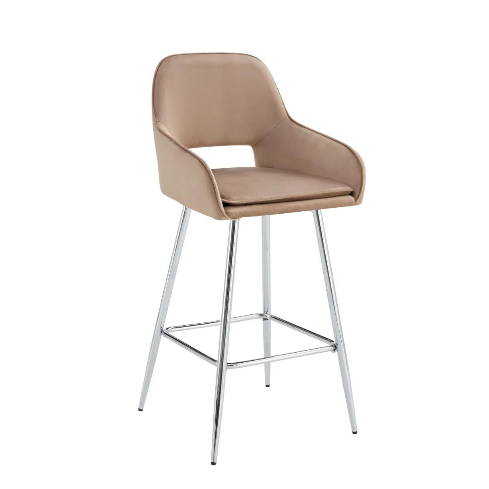 Tabouret Athéna Argent Velours Taupe