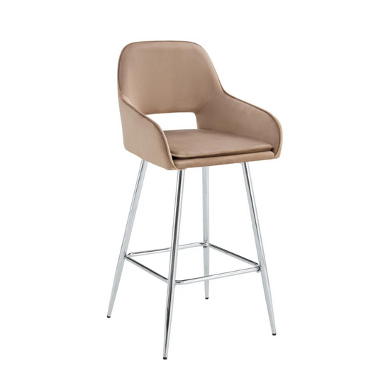 Tabouret Athéna Argent Velours Taupe
