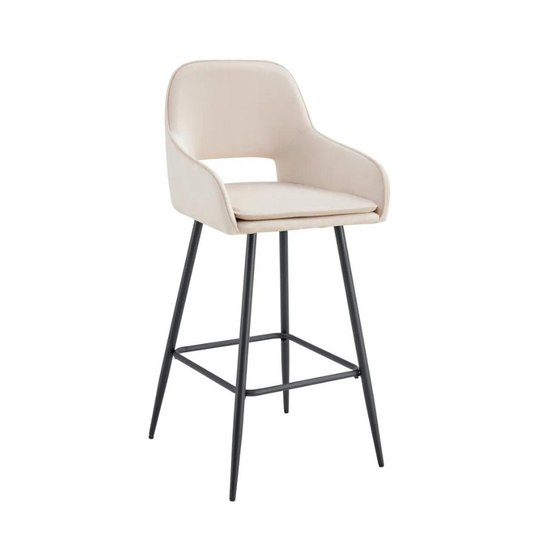 Tabouret Athéna Noir Velours Beige