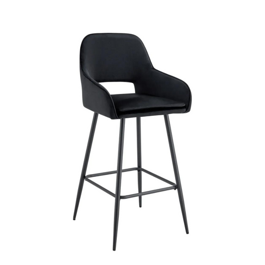 Tabouret Athéna Noir Velours Noir