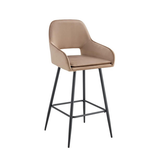 Tabouret Athéna Noir Velours Taupe