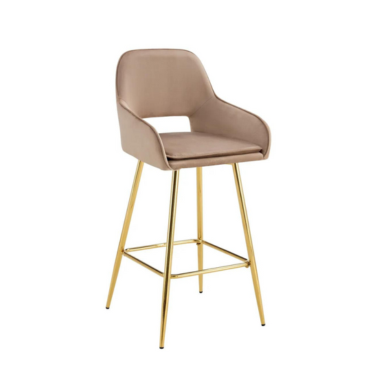 Tabouret Athéna Or Velours Taupe