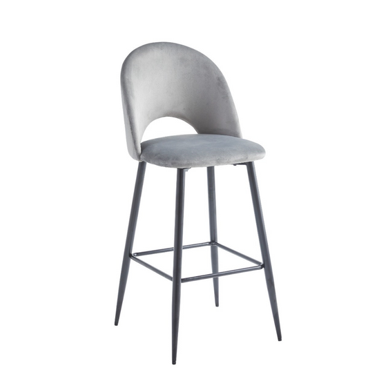 Tabouret Amelia Noir velours Gris