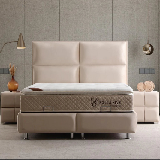 Lit coffre Sidney velours Beige