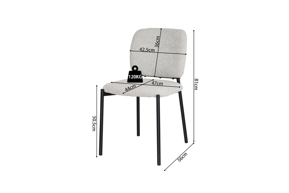 Chaise Sofia Structure en Métal Noir Tissu