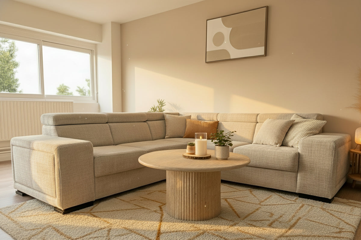 Canapé d'Angle Convertible Karola Marbella Beige