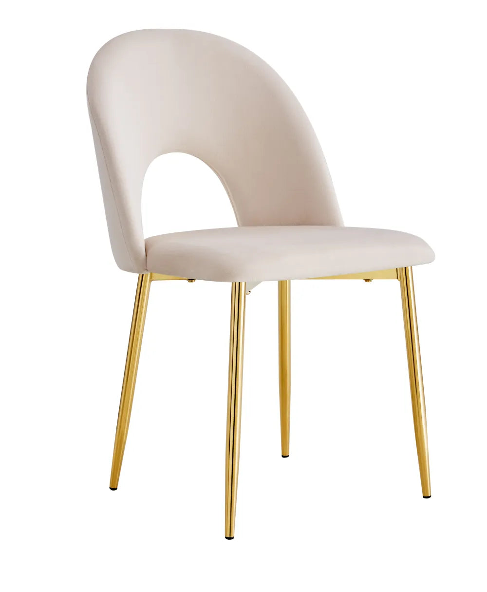 Chaise Teddy Structure Dorée Velours Style Classique