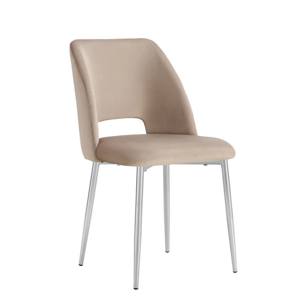 Chaise Ava Argent velours Taupe
